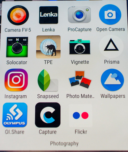 the photography drawer on my homescreen