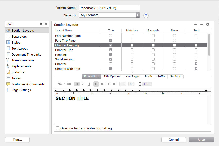 Formatting adjustments in the presets editor.
