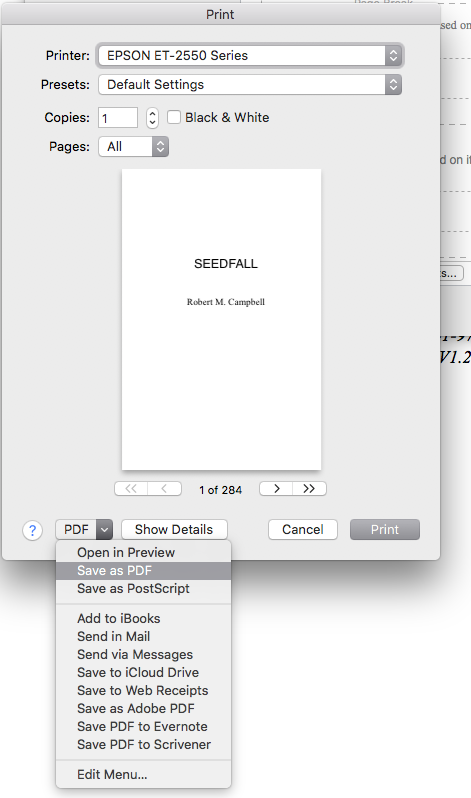 A Printer Dialog! Save as PDF unless you want a print job with hundreds of pages going to your printer.