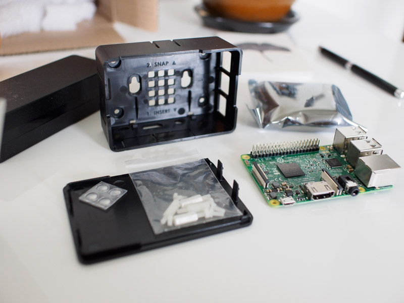 Picture of the plastic case and my Raspberry Pi.